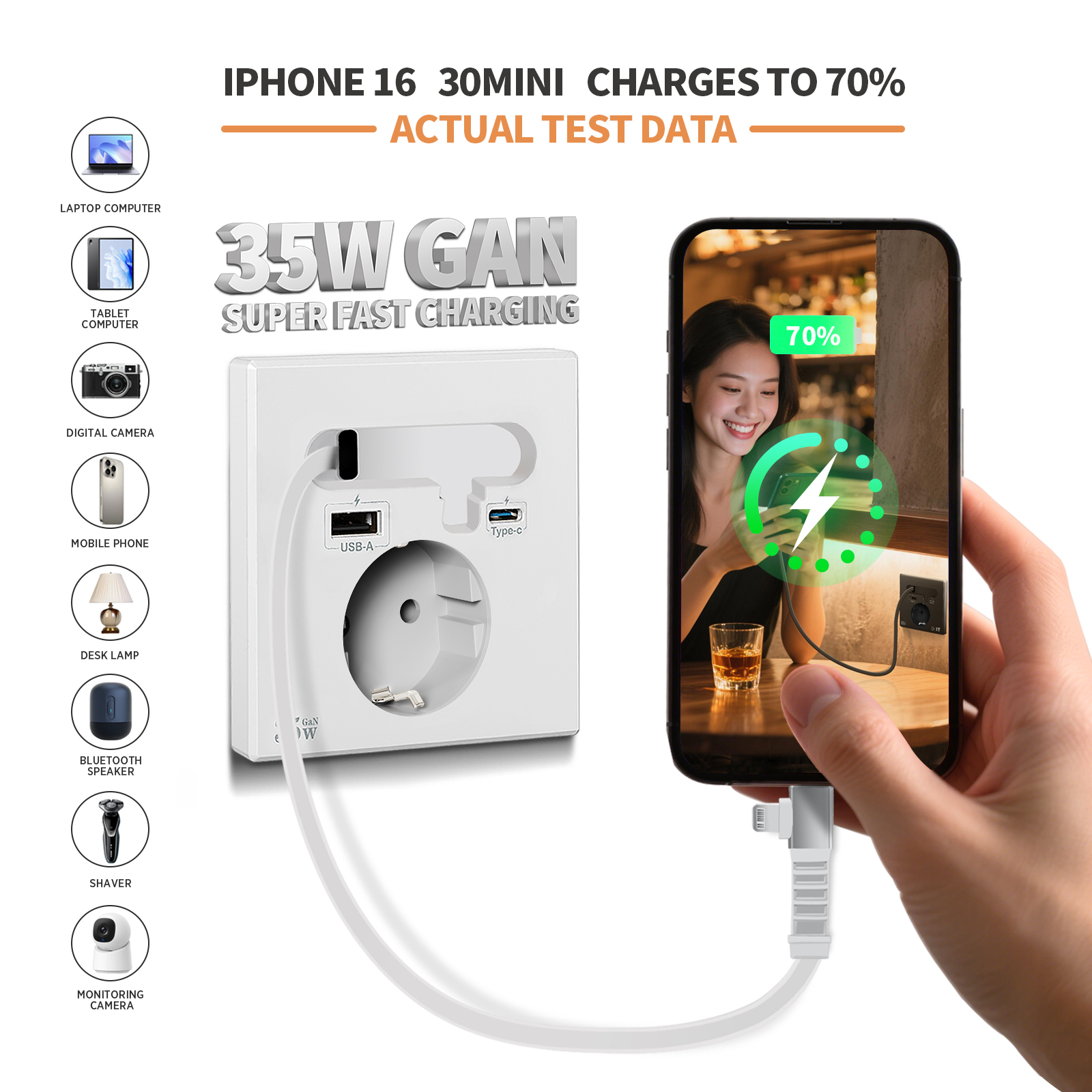 3-35w retractable wall socket